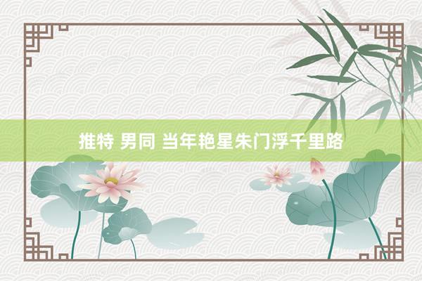 推特 男同 当年艳星朱门浮千里路